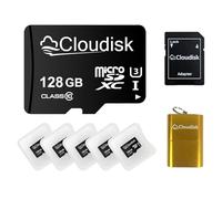 Cloudisk Pack de 5 tarjetas Micro SD de 128 GB Flash Tarjeta de memoria Micro SDXC C10 A2 U3 con adaptador SD lector de tarjetas