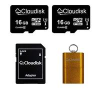 Cloudisk - Paquete de 2 tarjetas Micro SD de 16 GB con adaptador/lector MicroSD de clase 10 (2 unidades de 16 GB)