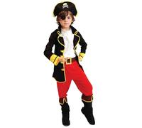 Cloudkids Disfraz de Capitán Pirata para Niños (M 4-6 años) Disfraz de Halloween Cosplay Traje de Pirata para los niños - Infantil Disfraces Incluye Sombrero parche y Cinturón