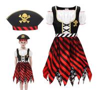 Cloudkids Disfraz de Capitán Pirata para Niños (M 4-6 años) Disfraz de Halloween Cosplay Traje de Pirata para los niños - Infantil Disfraces Incluye Sombrero parche y Cinturón