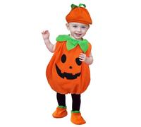 Cloudkids Disfraz Halloween Disfraz de Calabaza Mono Niños Cosplay Vestido para Carnaval Navidad Fiesta Ropa con Sombrero Zapatos