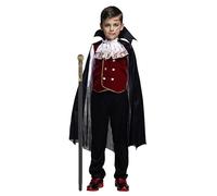 Cloudkids - Disfraz Vampiro para Niños Halloween Disfraces Twilight Vampiros Ropa Pantalones Capa Crepúsculo Regalo para Halloween Carnaval 4-12 Años (Rojo, XL 9-12 años)