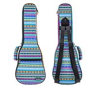 CloudMusic Funda para ukelele soprano acolchada suave con correas ajustables para el hombro y asa de transporte, acolchado de 10 mm, 55 cm x 17 cm, color azul, estilo bohemio vintage