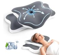 CloudNook Almohada de espuma viscoelástica para todos los que duermen. Almohada ortopédica de apoyo para el cuello y el hombro para aliviar el dolor de cuello y hombros (gris)