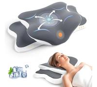 CloudNook Almohada Ortopédica Viscoelástica - Almohada Cervical Ergonómica para Dormir de Lado, Boca Arriba o Boca Abajo - Alivio del Dolor de Cuello y Hombros - Gris