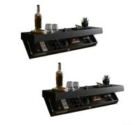 Cloudpower Muebles secretos con compartimentos ocultos, estante de almacenamiento flotante para pared, estante de diseño con compartimento secreto para baño, sala de estar, oficina (2 negros)