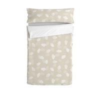 Clouds Beige Saco nórdico Beige, 90x200 cm (Cama 90) Sin Relleno, 100% Algodón, Calidad de 150 Hilos