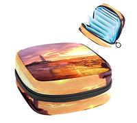 clouds dawn dusk road to sea Period Pouch portátil, tampón bolsa de almacenamiento para servilletas sanitarias, Varios colores, 4.7x6.6x6.6 in/12x17x17 cm