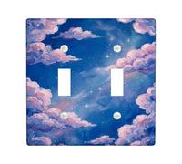 Clouds - Placa de cubierta doble para interruptor de luz, diseño de estrellas de fantasía, horizonte de verano, azul, plástico, tamaño estándar, para decoración del hogar, sala de estar, dormitorio
