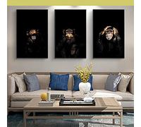 CloudShang Animal Salon Decoracion Blanco Arte Pared Negro Estampados Gorila Pintura Mono Cuadros para Vivir Oficina Poster H27148