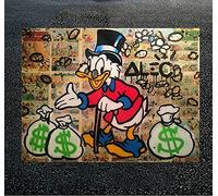 CloudShang Monopoly Graffiti Art Cartoon Duck Poster Street Art Painting Duck Abstract Wall Art Money Canvas Prints Children Salon Children's Room Wall Picture Decor E15102