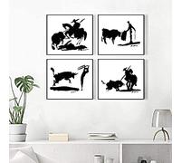 CloudShang Picasso Salon Decoracion España Blanco Humano Abstracto Negro Corrida toros Pared Arte Famosos Pintura Salon Toro Silueta Estudio Poster Torero Impresiones J06079