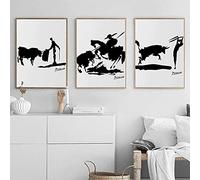 CloudShang Picasso Salon Decoracion España Corrida Blanco Humano Abstracto Negro toros Pared Arte Famosos Pintura Estudio Toro Silueta Poster Impresiones J06140