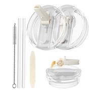 CloudValley 2 Unidades Tapa Prueba Fugas para Stanley Cup 40 oz Accesorios, Anti Goteo Reemplazo con Paja Plegable,[Desmontable y Fácil de Limpiar] Cover Protección Reutilizable de PC Prueba,blanco