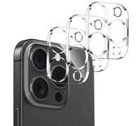 CloudValley 3 Unidades Protector de Lente Cámara para iPhone 16 Pro/14 Pro y iPhone 16 Pro Max/14 Pro Max, Accesorios Cristal Templado 9H Dureza, HD Transparente Vidrio Metal Protector, Claro