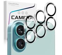 CloudValley 3 Unidades Protector de Lente Cámara para iPhone 16 y iPhone 16 Plus, Accesorios Cristal Templado 9H Dureza, HD Transparente Vidrio Metal Protector,Negro