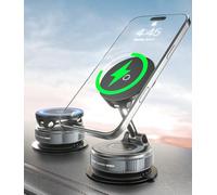 CloudValley Cargador Inalámbrico Coche 15W, Soporte Teléfono Móvil Magnético con Ventosa Súper Fuerte, Base Plegable 360° para Salpicadero, Compatible con Magsafe iPhone 16 15 14 13 12 Pro MAX