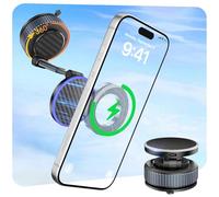 CloudValley para Magsafe Cargador Inalámbrico Coche [15W Carga Rápida], Magnetico Soporte Móvil Coche con Ventosa, Salpicadero Soporte Telefono 360° Rotación para iPhone 17/16-12 Pro MAX Plus, Negro