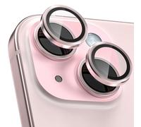 CloudValley Protector de Lente Cámara para iPhone 15 6,1 Pulgadas y iPhone 15 Plus 6,7 Pulgadas, Accesorios Cristal Templado 9H Dureza, HD Transparente Vidrio Metal Protector, Rosa