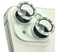 CloudValley Protector de Lente Cámara para iPhone 15 6,1 Pulgadas y iPhone 15 Plus 6,7 Pulgadas, Accesorios Cristal Templado 9H Dureza, HD Transparente Vidrio Metal Protector, PurpurinaVerde