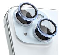 CloudValley Protector de Lente Cámara para iPhone 15 6,1 Pulgadas y iPhone 15 Plus 6,7 Pulgadas, Accesorios Cristal Templado 9H Dureza, HD Transparente Vidrio Metal Protector, Azul