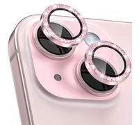 CloudValley Protector de Lente Cámara para iPhone 15 6,1 Pulgadas y iPhone 15 Plus 6,7 Pulgadas, Accesorios Cristal Templado 9H Dureza, HD Transparente Vidrio Metal Protector, PurpurinaRosa