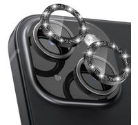 CloudValley Protector de Lente Cámara para iPhone 15 6,1 Pulgadas y iPhone 15 Plus 6,7 Pulgadas, Accesorios Cristal Templado 9H Dureza, HD Transparente Vidrio Metal Protector, PurpurinaNegro