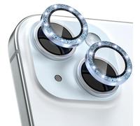 CloudValley Protector de Lente Cámara para iPhone 15 6,1 Pulgadas y iPhone 15 Plus 6,7 Pulgadas, Accesorios Cristal Templado 9H Dureza, HD Transparente Vidrio Metal Protector, PurpurinaAzul