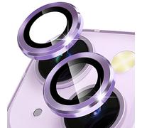 CloudValley Protector de Lente Cámara para iPhone 15 6,1'' y iPhone 15 Plus 6,7'' y iPhone 14/14 Plus, Accesorios Cristal Templado 9H Dureza, HD Transparente Vidrio Metal Protector, Púrpura