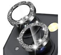 CloudValley Protector de Lente Cámara para iPhone 15 6,1'' y iPhone 15 Plus 6,7'' y iPhone 14/14 Plus, Accesorios Cristal Templado 9H Dureza, HD Transparente Vidrio Metal Protector, Purpurina Grafito