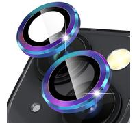 CloudValley Protector de Lente Cámara para iPhone 15 6,1'' y iPhone 15 Plus 6,7'' y iPhone 14/14 Plus, Accesorios Cristal Templado 9H Dureza, HD Transparente Vidrio Metal Protector, Colorido