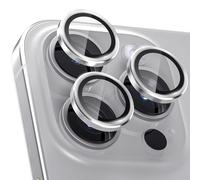 CloudValley Protector de Lente Cámara para iPhone 15 Pro y iPhone 15 Pro Max, 3 Unidades Accesorios Cristal Templado 9H Dureza, HD Transparente Vidrio Protector, Titanio blanco