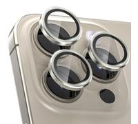 CloudValley Protector de Lente Cámara para iPhone 15 Pro y iPhone 15 Pro Max, 3 Unidades Accesorios Cristal Templado 9H Dureza, HD Transparente Vidrio Protector, Titanio natural