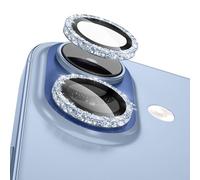 CloudValley Protector de Lente de CáMara Con Purpurina Completa Para iPhone 17/16/16 Plus, Protección total, 9H, Fácil de colocar, Diseño elegante, Todo el cuerpo brilla - azul