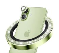 CloudValley Protector De Lente De CáMara Con Purpurina Para iPhone 17, Vidrio Templado HD Antiarañazos, Cubierta De Anillo MetáLico Irrompible, FáCil Instalación, Purpurina Verde