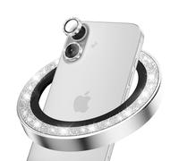 CloudValley Protector De Lente De CáMara Con Purpurina Para iPhone 17, Vidrio Templado HD Antiarañazos, Cubierta De Anillo MetáLico Irrompible, FáCil Instalación, Purpurina Plateado