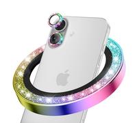 CloudValley Protector De Lente De CáMara Con Purpurina Para iPhone 17, Vidrio Templado HD Antiarañazos, Cubierta De Anillo MetáLico Irrompible, FáCil Instalación, Purpurina Colorido