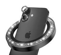 CloudValley Protector De Lente De CáMara Con Purpurina Para iPhone 17, Vidrio Templado HD Antiarañazos, Cubierta De Anillo MetáLico Irrompible, FáCil Instalación, Purpurina Negro
