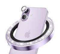 CloudValley Protector De Lente De CáMara Con Purpurina Para iPhone 17, Vidrio Templado HD Antiarañazos, Cubierta De Anillo MetáLico Irrompible, FáCil Instalación, Purpurina Morado