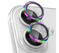 CloudValley Protector Lente Cámara para iPhone 16 y iPhone 16 Plus, [Instalación en 1 Segundo] Accesorios Cristal Templado 9H Dureza, HD Transparente Vidrio Metal Protector,Multicolor