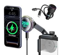 CloudValley Qi2.2 - Soporte de teléfono inalámbrico de 25 W para Tesla Model Y/3, soporte magnético ajustable para coche con ventilador de refrigeración y adaptador de 45 W, soporte de metal