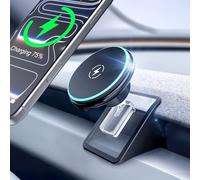 CloudValley Soporte Cargador Inalámbrico Magnético Qi2 15W para Tesla Model 3 Highland/Model Y Juniper 2025, MagSafe, Fácil Instalación, Agarre Firme 360°, Compatible con iPhone 17-12