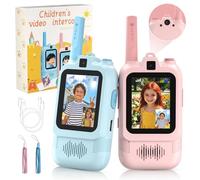 CloudValley Walkie-Talkies con Video para Niños, Paquete de 2, Recargables, Cámara Dual, Emparejamiento Uno a Uno, Alcance 580 M, Ideal para Familia y Niños/Niñas de 3 a 12 Años (Azul/Rosa)