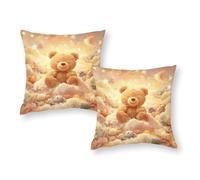 Cloudy Dreams - Juego de fundas de almohada con diseño de oso de peluche y amigos, transpirables, supersuaves, cuadradas, para decoración navideña del hogar, 16 x 16 pulgadas