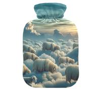 Cloudy Sky Horizon - Botellas de agua caliente azul con cubierta suave, calentador de pies y manos, bolsa de agua caliente para cuello, hombros y calambres menstruales, 1 litro