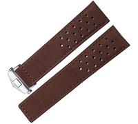 Clouism Banda de reloj de cuero genuina para ETIQUETA Heuer Strap Store Plegado Plegado de 20 mm de 22 mm de bandas de cuero de vaca(Brown-silver,20mm)
