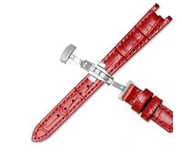 Clouism Banda de reloj de cuero genuino de vaca para 1853 T094210 Mujeres Correas de vigilancia Pulsera 12 mm con stee inoxidable Butterfly Curo(Red A,Silver clasp)