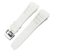 Clouism Correa de reloj de goma de 20mm y 25mm para Richard Spring Bar, correa de silicona para reloj deportivo Mille, pulsera impermeable suave(White fold buckle)