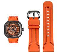 Clouism Correa de reloj de goma para hombre, resistente al agua, a prueba de sudor, cadena de reloj diésel de 28mm, accesorios de reloj negro y naranja