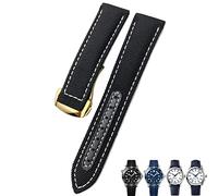 Clouism Correa de reloj de nailon tejido de 19mm y 20mm, correas de reloj de cuero con hebilla desplegable en negro y azul para Omega AT150 AQUA TERRA Seamaster Tissot(Black white gold,22mm)